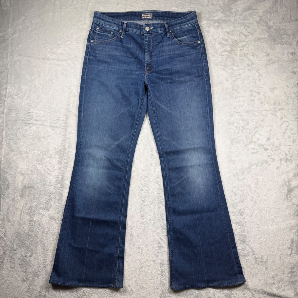 Mother The Mellow Drama Flare Jeans Stardust Blue Wide Leg Boho Y2K Stretch 30